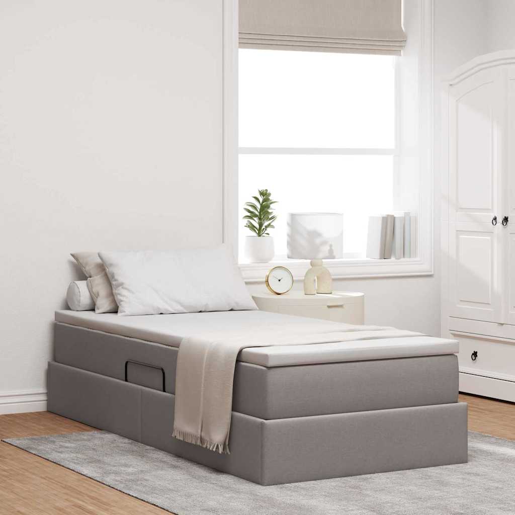 Opslag bed met matras met matras Taupe 90 x 200 cm Polyester is nu te koop bij PeponiXL, paradijselijk wonen!
