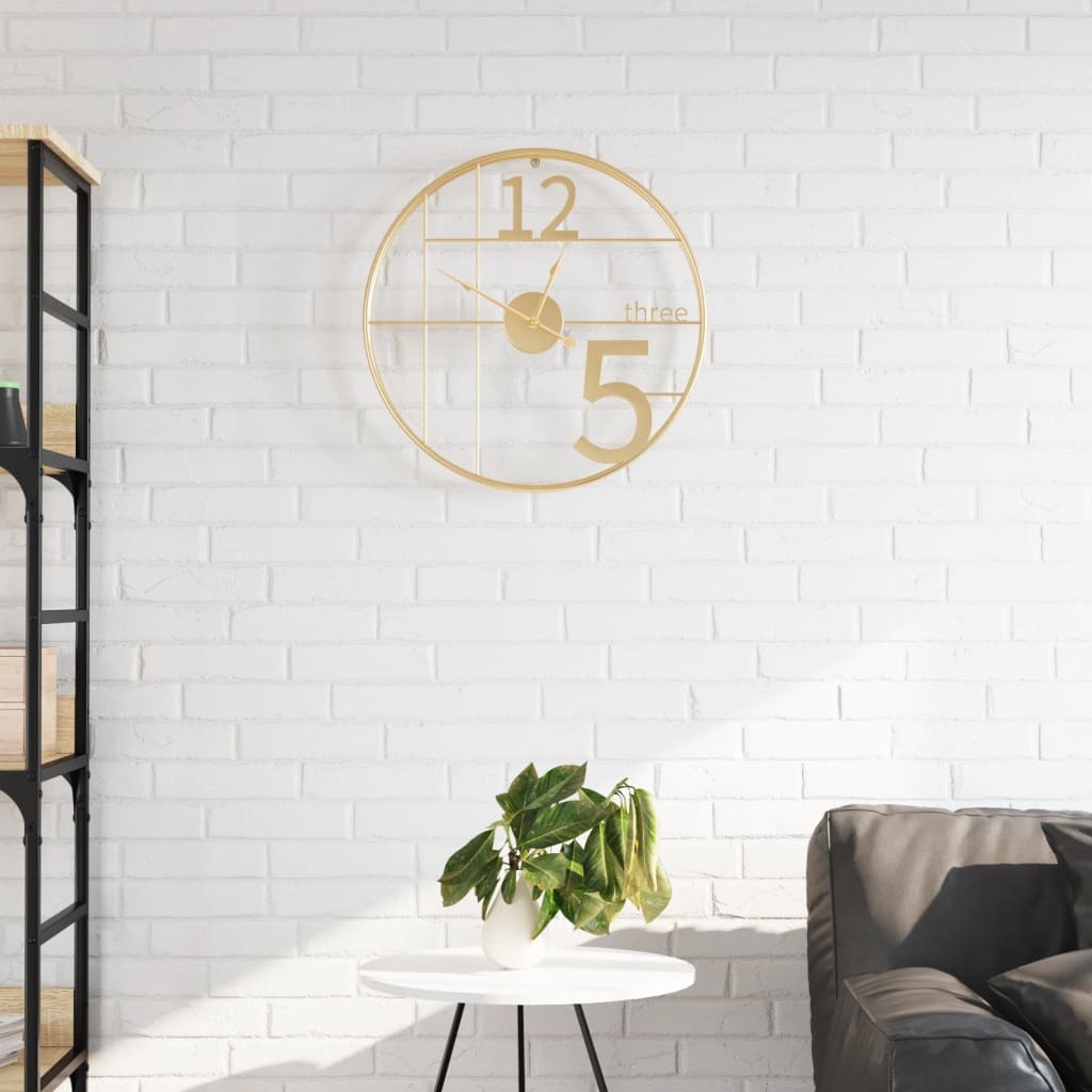 Wandklok Ø50 cm ijzer goudkleurig is nu te koop bij PeponiXL, paradijselijk wonen!