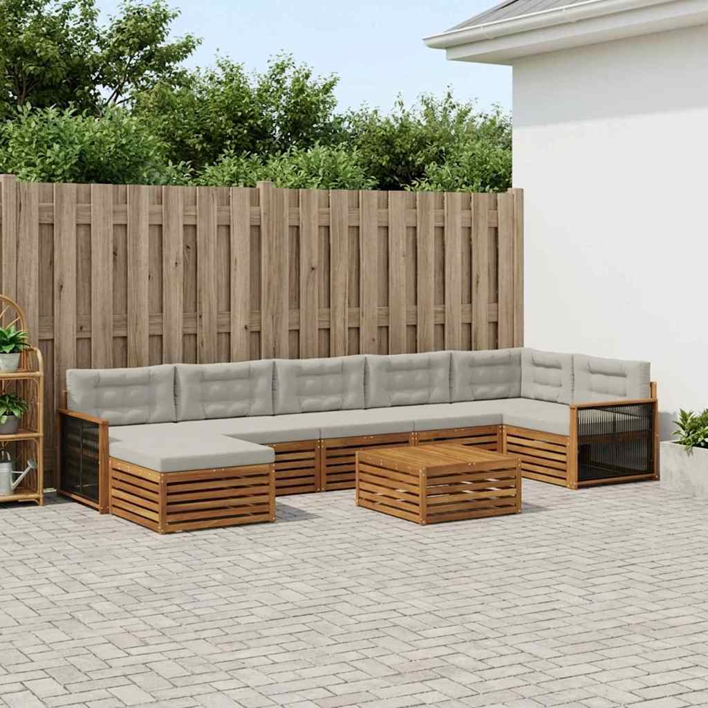 Buiten bankenset met kussen 8 pcs Naturel en lichtgrijs is nu te koop bij PeponiXL, paradijselijk wonen!
