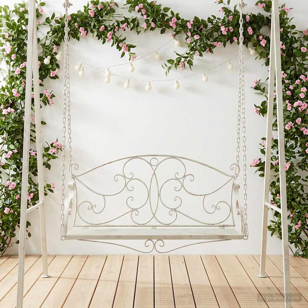 Schommelbank Staal 110 x 52,5 x 47 cm Antiek wit is nu te koop bij PeponiXL, paradijselijk wonen!