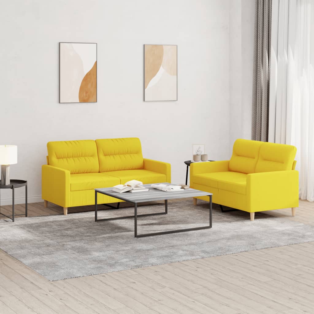 2-delige Loungeset met kussens stof lichtgeel is nu te koop bij PeponiXL, paradijselijk wonen!