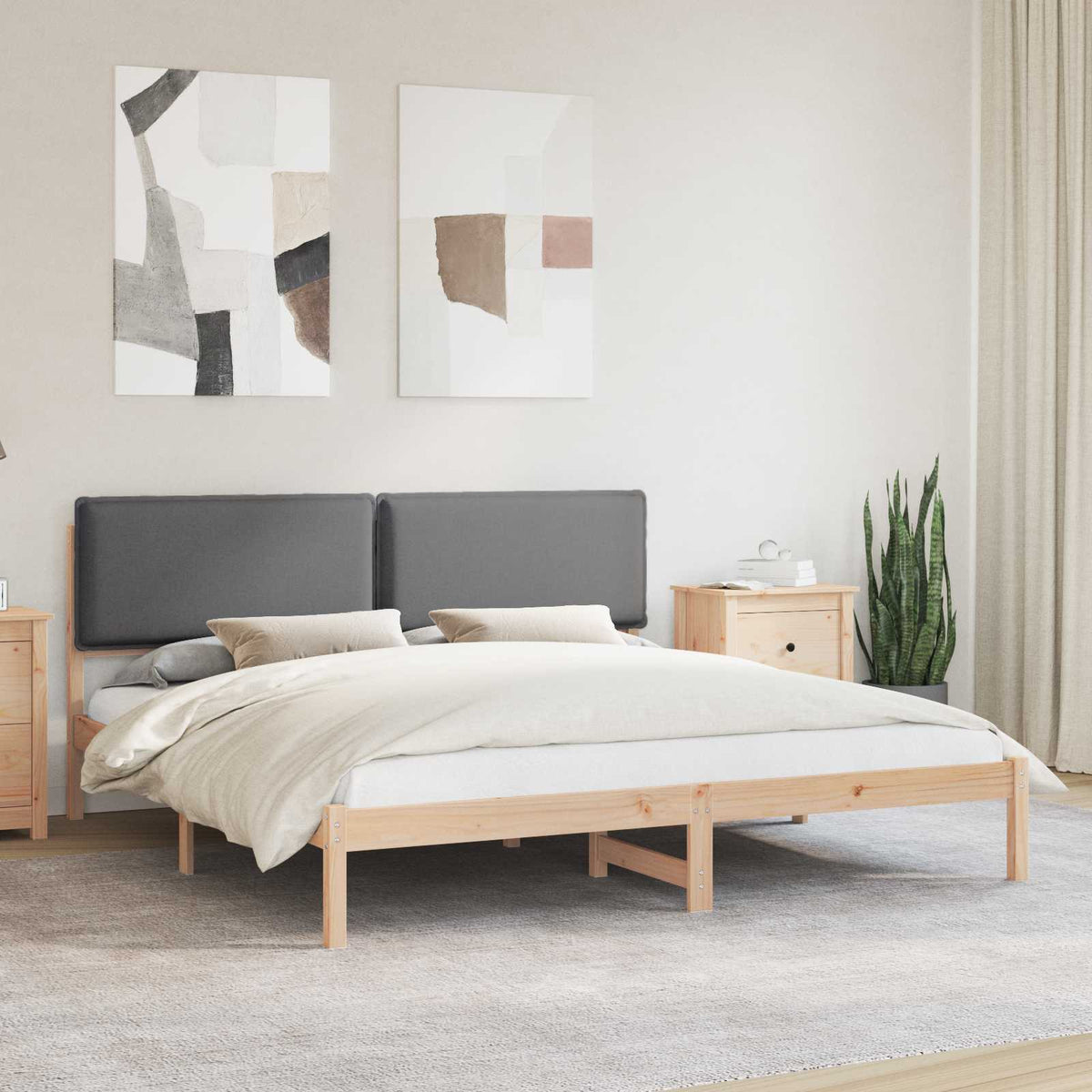 Bedframe met Gevoerd Hoofdgedeelte Donkergrijs 200 x 200 cm is nu te koop bij PeponiXL, paradijselijk wonen!