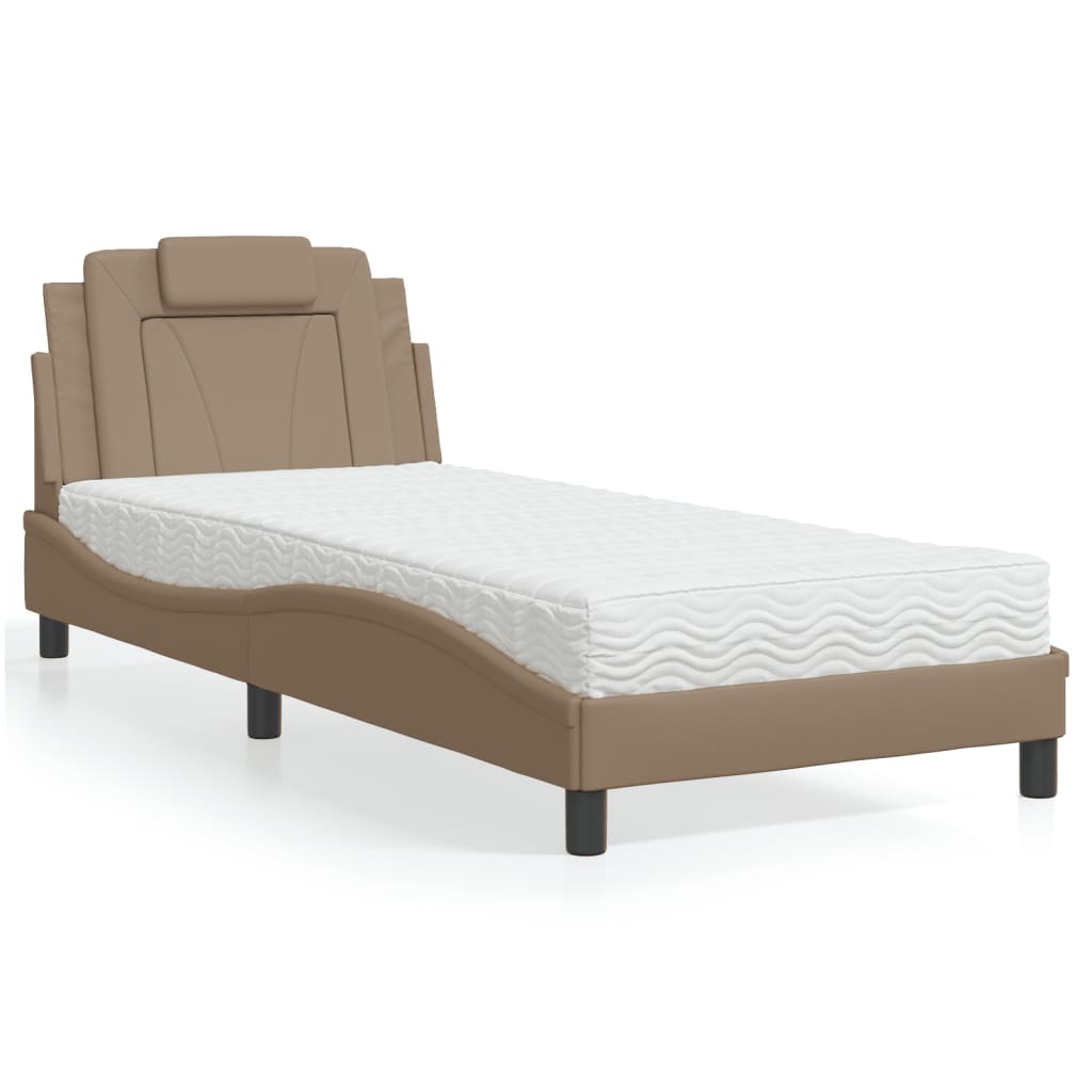 Bed "Viana" met matras kunstleer cappuccinokleurig 80x200 cm is nu te koop bij PeponiXL, paradijselijk wonen!