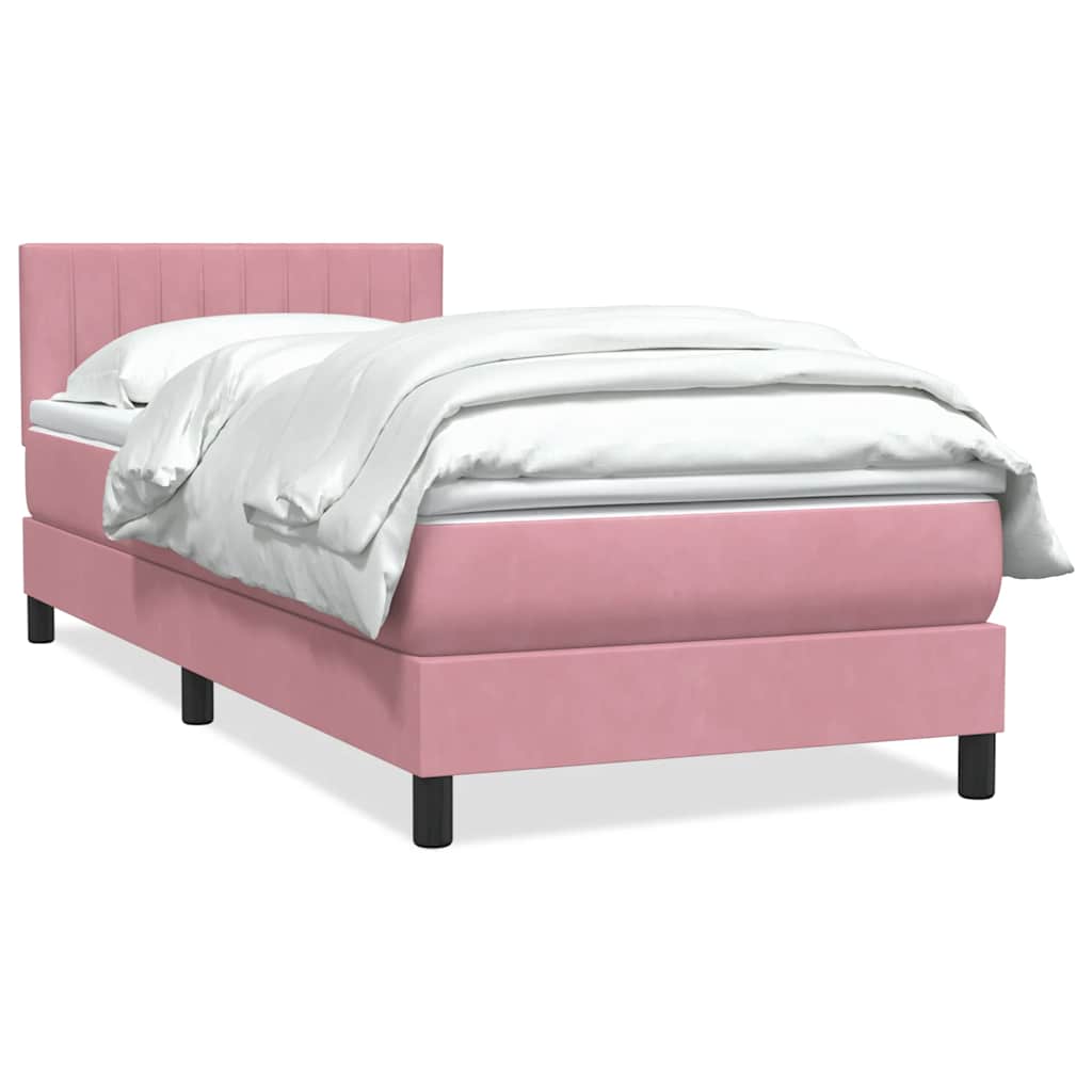 Boxspring met matras fluweel roze 90x210 cm is nu te koop bij PeponiXL, paradijselijk wonen!