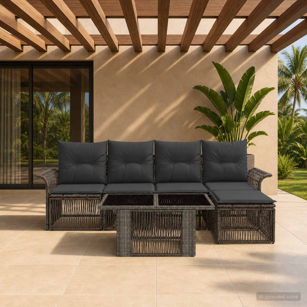 Tuinbankenset 6 st Grijs en Donkergrijs poly rattan is nu te koop bij PeponiXL, paradijselijk wonen!