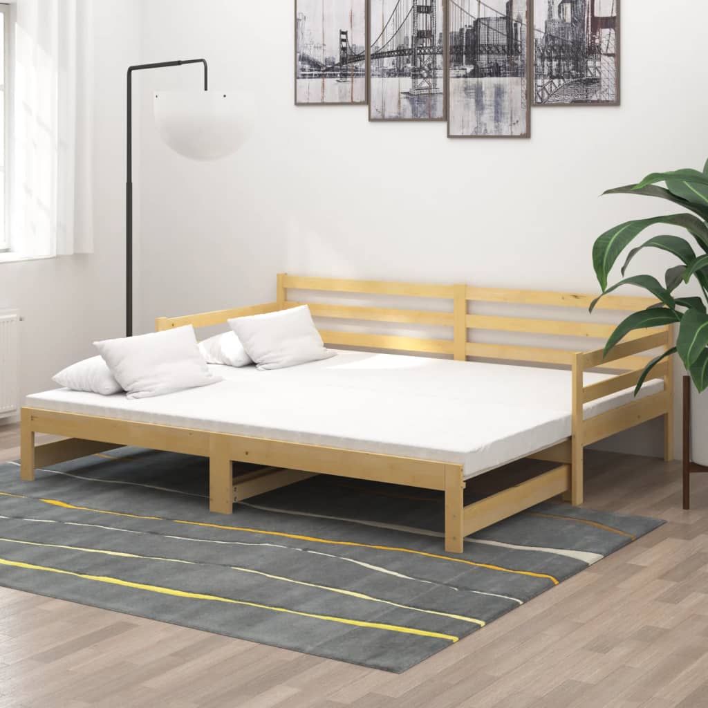 Slaapbank uitschuifbaar massief grenenhout 2x(90x200) cm is nu te koop bij PeponiXL, paradijselijk wonen!