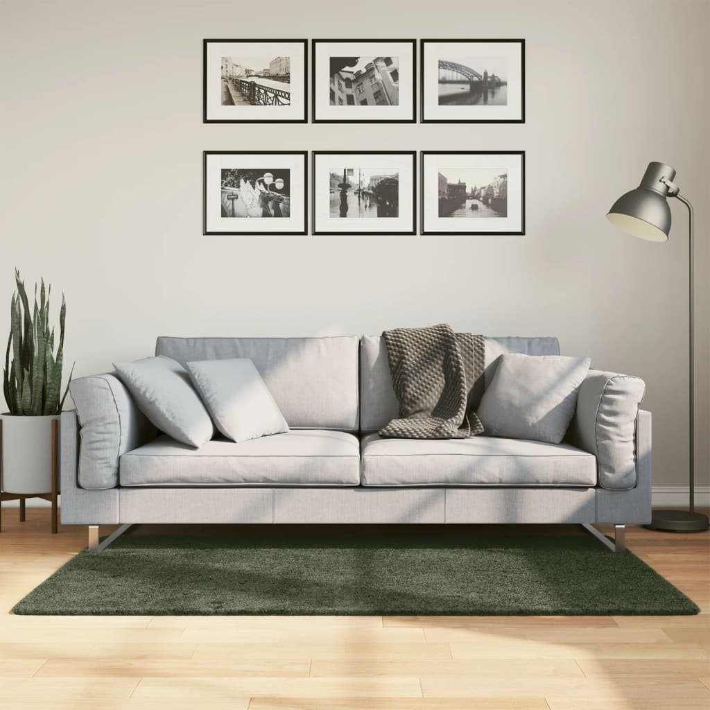 Vloerkleed HUARTE laagpolig zacht wasbaar 80x150 cm bosgroen is nu te koop bij PeponiXL, paradijselijk wonen!