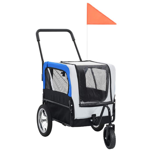 Fietstrailer en kinderwagen 2-in-1 grijs en blauw is nu te koop bij PeponiXL, paradijselijk wonen!