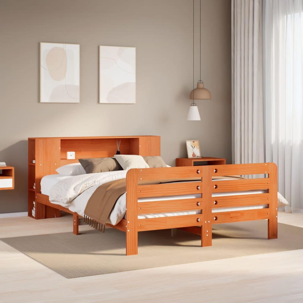 Bedframe zonder matras massief grenenhout wasbruin 135x190 cm is nu te koop bij PeponiXL, paradijselijk wonen!