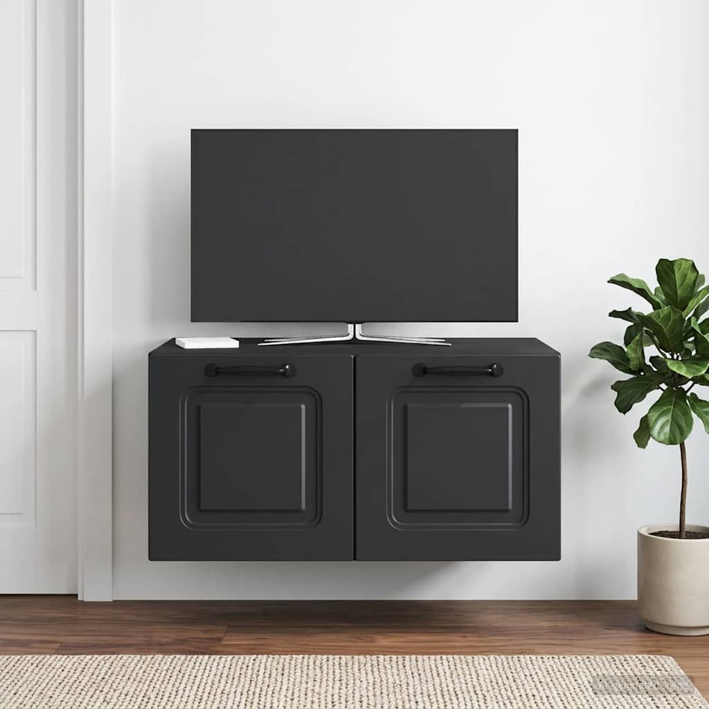 Wandbeugel TV-kast Zwart 59,5 x 41 x 30 cm Bewerkt hout is nu te koop bij PeponiXL, paradijselijk wonen!