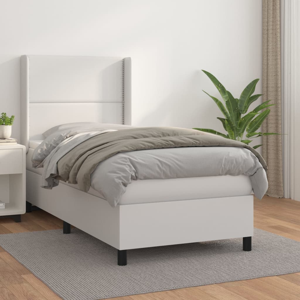 Boxspring met matras kunstleer wit 100x200 cm is nu te koop bij PeponiXL, paradijselijk wonen!