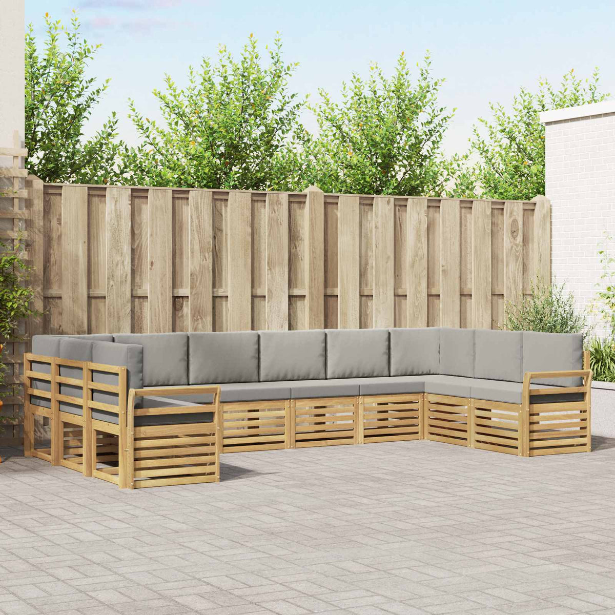 Buiten bankenset 10 pcs Wit en Lichtgrijs 363 x 190 x 73 cm is nu te koop bij PeponiXL, paradijselijk wonen!
