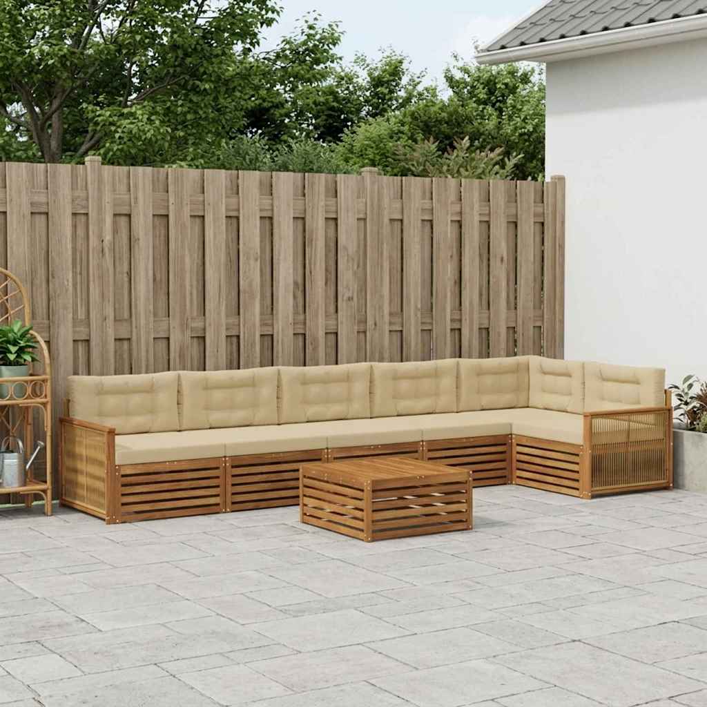 Buiten bankenset met kussen 7 pcs Natuurlijk en Beige is nu te koop bij PeponiXL, paradijselijk wonen!