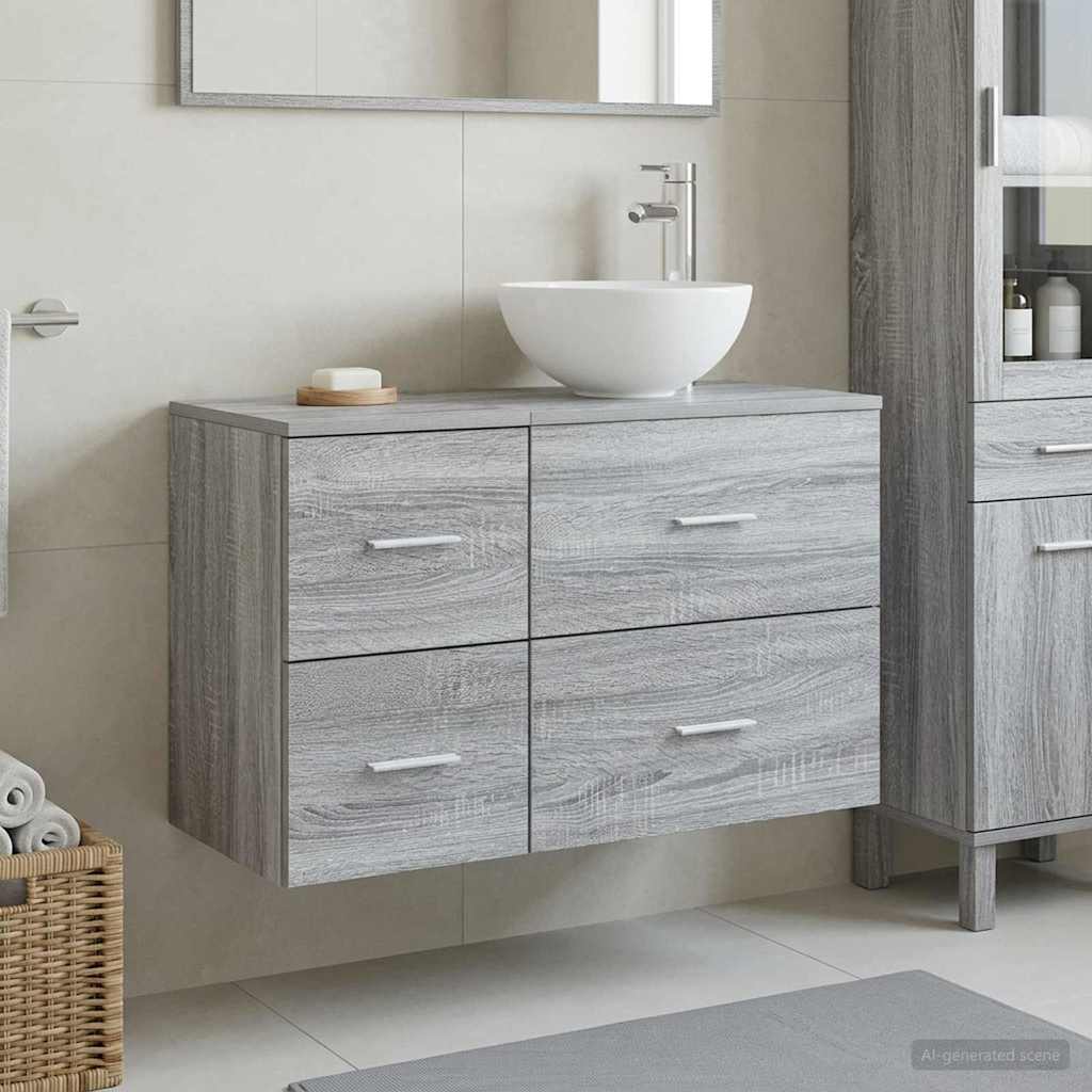 Badkamermeubelset 2 pcs Grijs Sonoma Bewerkt hout is nu te koop bij PeponiXL, paradijselijk wonen!
