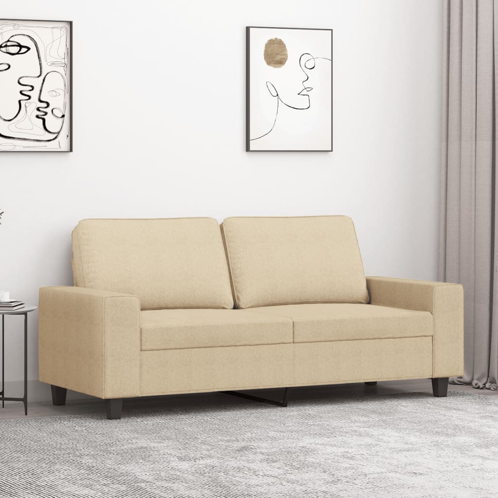 Tweezitsbank 140 cm stof crèmekleurig is nu te koop bij PeponiXL, paradijselijk wonen!