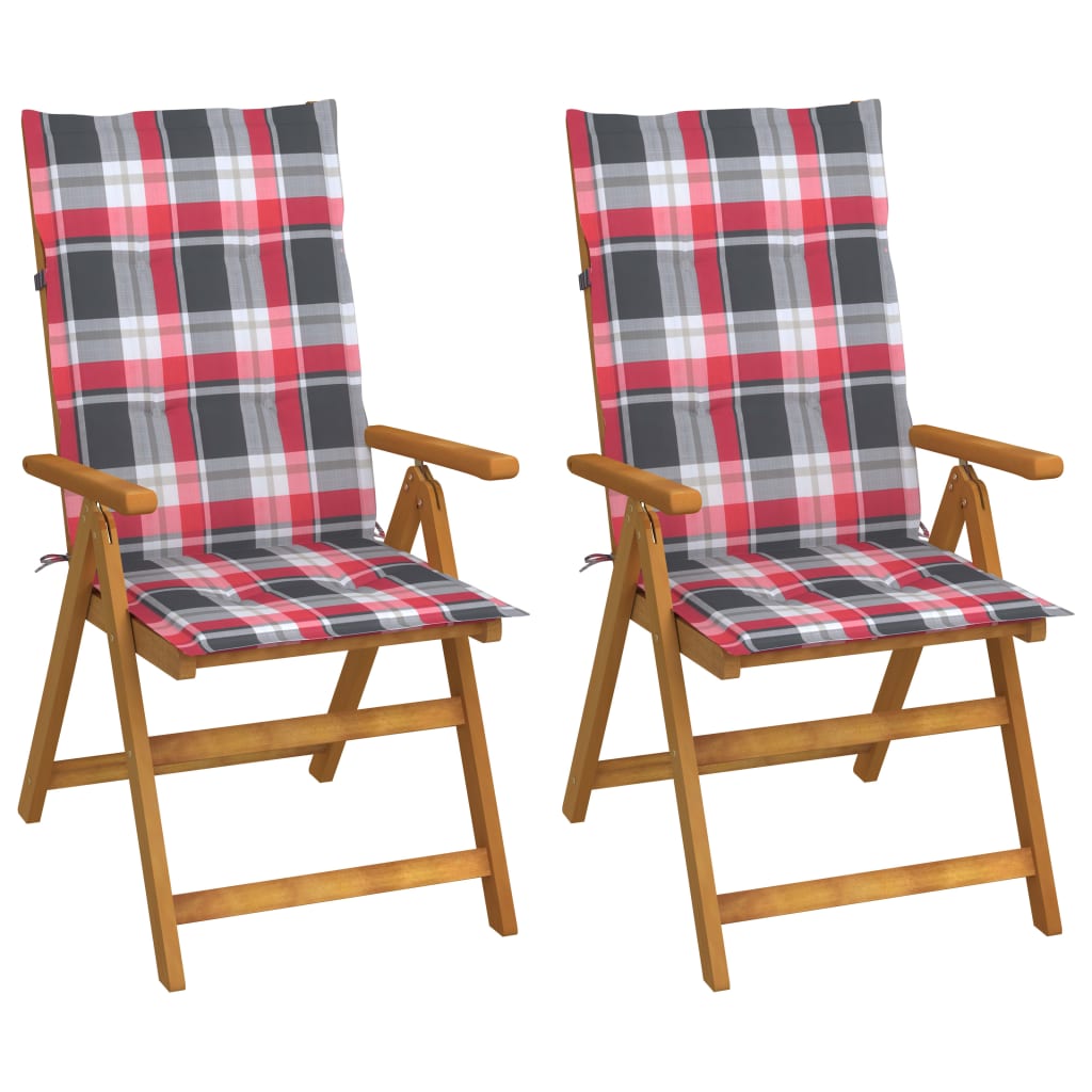 Tuinstoelen 2 st verstelbaar met kussens massief acaciahout is nu te koop bij PeponiXL, paradijselijk wonen!