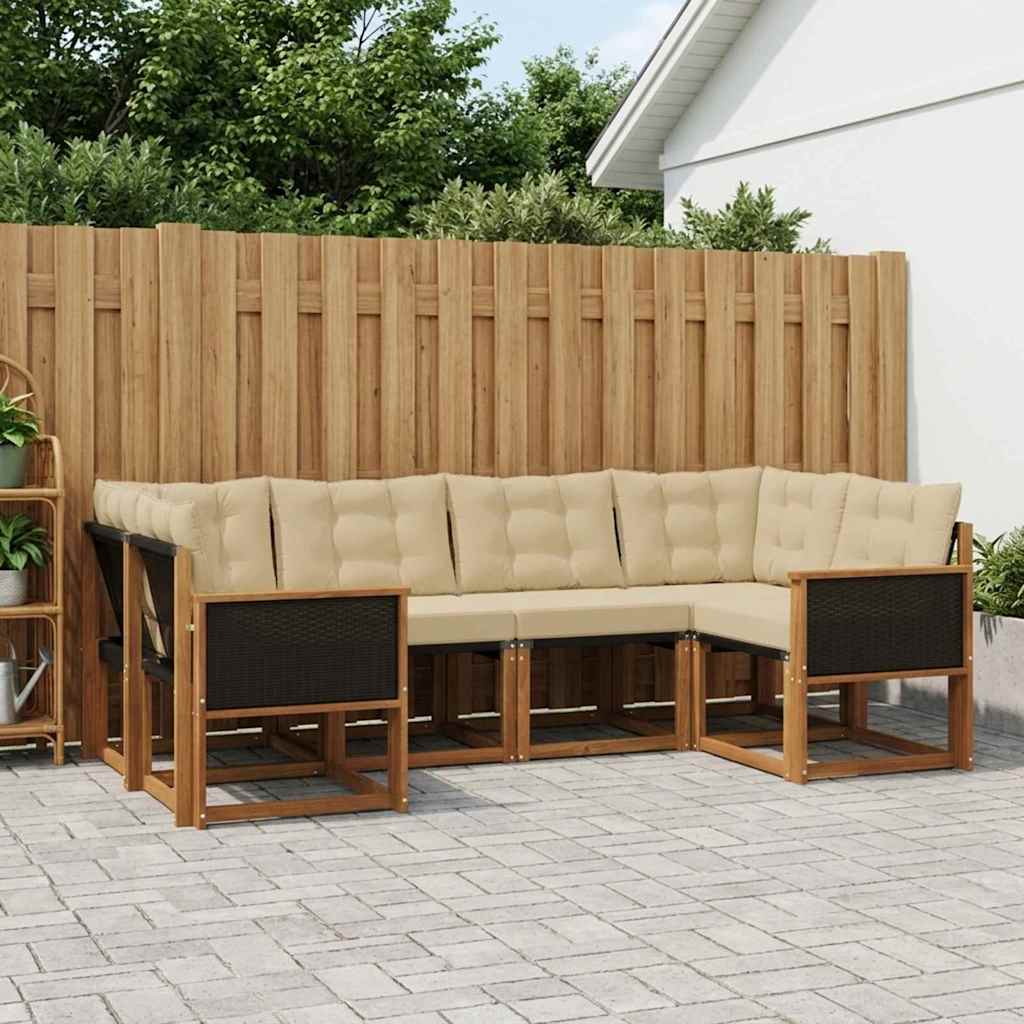 Buiten bankenset met kussen 6 pcs Natuurlijk en Beige is nu te koop bij PeponiXL, paradijselijk wonen!