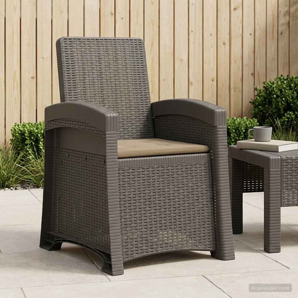 Ligstoel in rietenlook Lichtgrijs en Taupe PP is nu te koop bij PeponiXL, paradijselijk wonen!