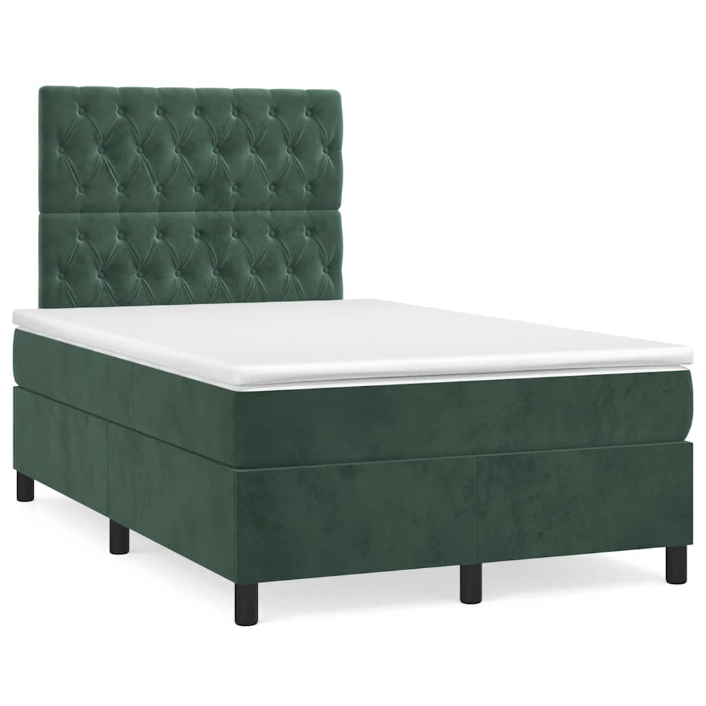 Boxspring met matras fluweel donkergroen 120x190 cm is nu te koop bij PeponiXL, paradijselijk wonen!