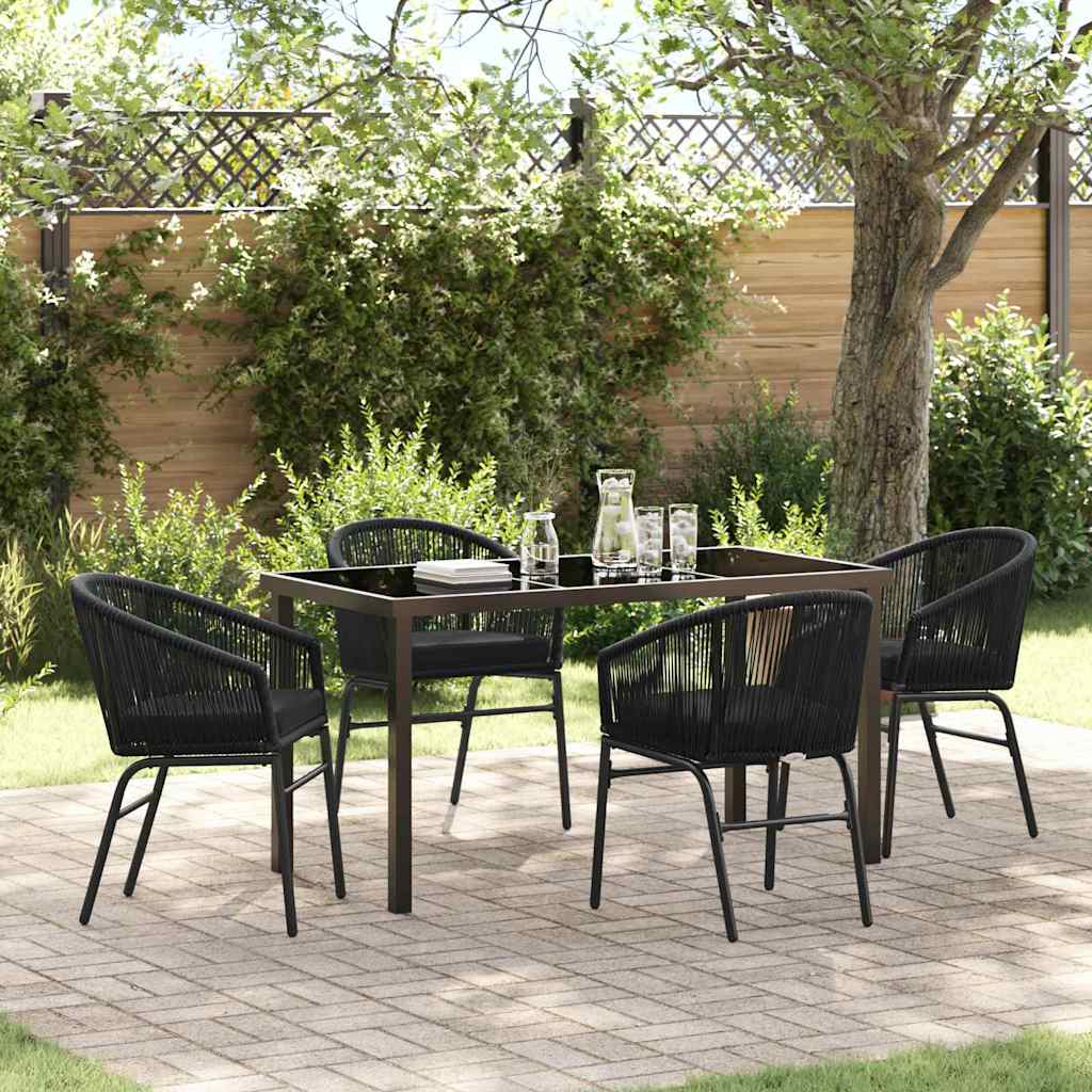 Tuin eettafelset 5 pcs Zwart Gepoedercoat staal is nu te koop bij PeponiXL, paradijselijk wonen!