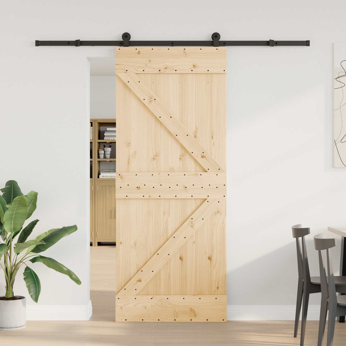 Schuifdeur NARVIK Naturel en Zwart 85 x 210 cm (213,5 cm) is nu te koop bij PeponiXL, paradijselijk wonen!