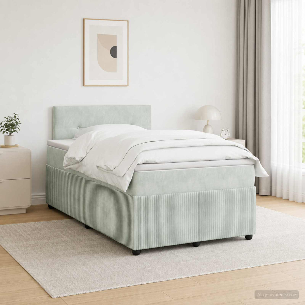 Boxspringbed met matras Lichtgrijs 120 x 200 cm Fluweel is nu te koop bij PeponiXL, paradijselijk wonen!
