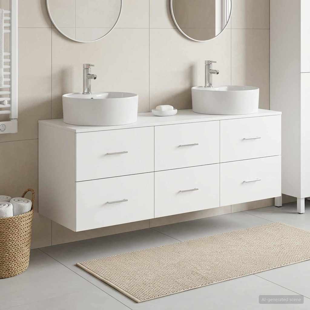 Badkamerkastenset 3 st Wit 62,5 x 44,5 x 50 cm Bewerkt hout is nu te koop bij PeponiXL, paradijselijk wonen!