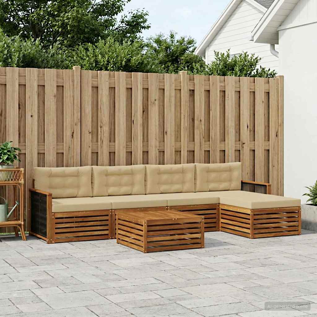 Buiten bankenset met kussen 6 pcs Natuurlijk en Beige is nu te koop bij PeponiXL, paradijselijk wonen!