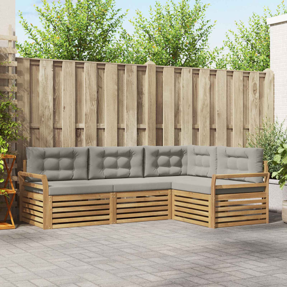 Buiten bankenset 4 pcs Wit en Lichtgrijs 250 x 170,5 x 73 cm is nu te koop bij PeponiXL, paradijselijk wonen!