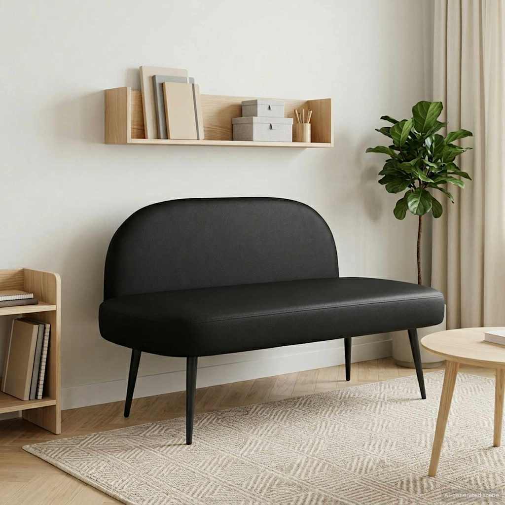 Beklede bank met rugleuning Zwart 110 x 60 x 76 cm Kunstleer is nu te koop bij PeponiXL, paradijselijk wonen!