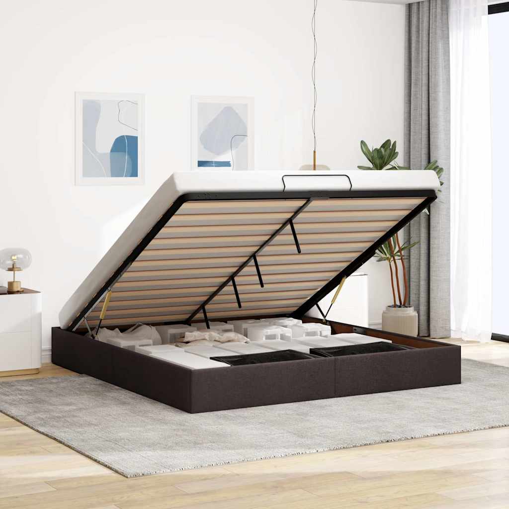 Bedframe zonder matras 200x200 cm stof donkerbruin is nu te koop bij PeponiXL, paradijselijk wonen!