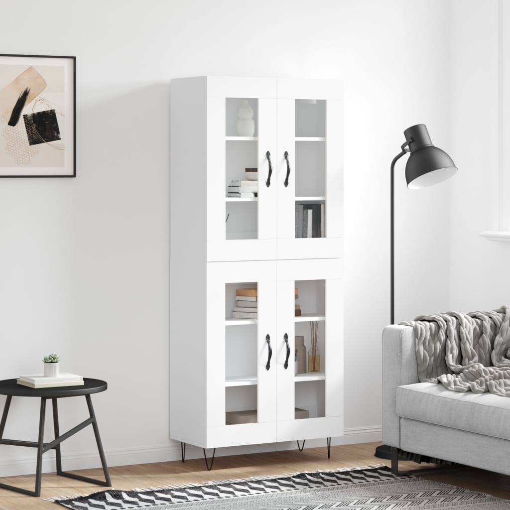 Hoge kast 69,5x34x180 cm bewerkt hout wit is nu te koop bij PeponiXL, paradijselijk wonen!