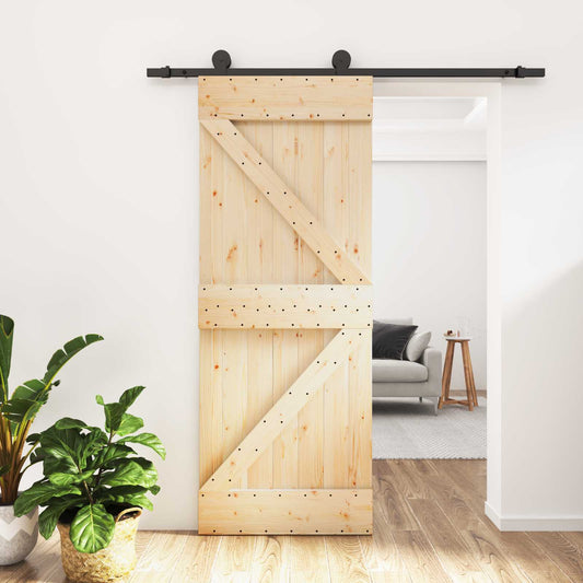 Schuifdeur Naturel en Zwart 70 x 210 cm Massief Grenenhout is nu te koop bij PeponiXL, paradijselijk wonen!