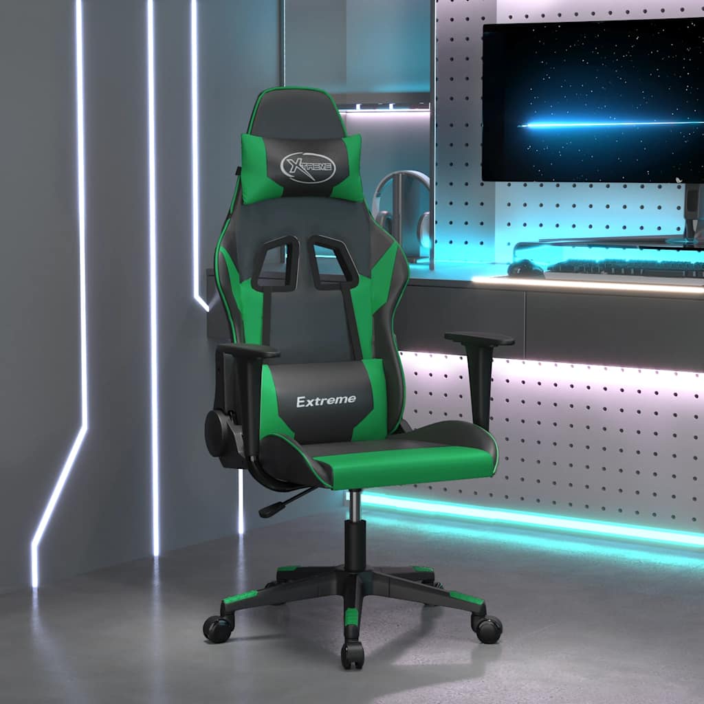 Gamestoel kunstleer zwart en groen is nu te koop bij PeponiXL, paradijselijk wonen!