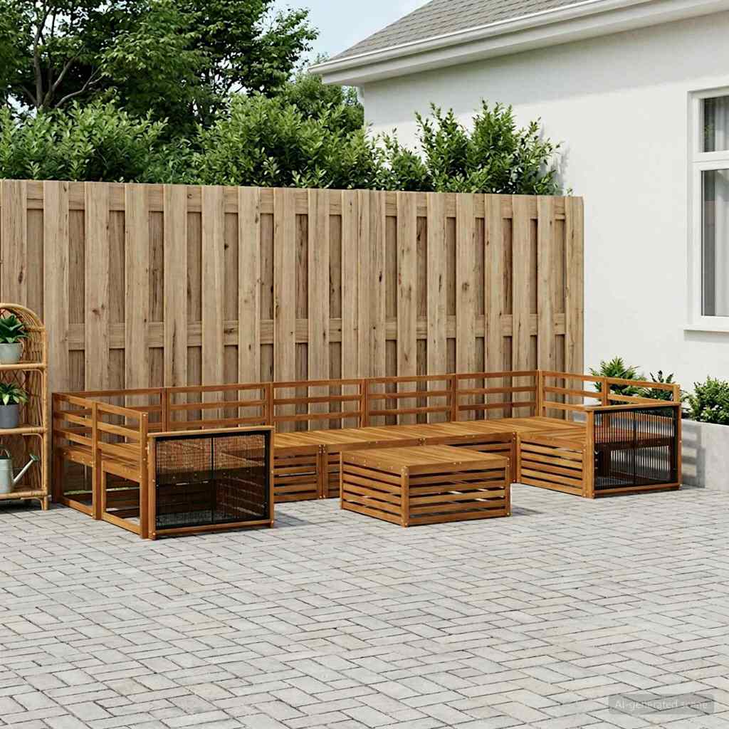Buiten bankenset 8 pcs Naturel Massief Acaciahout is nu te koop bij PeponiXL, paradijselijk wonen!