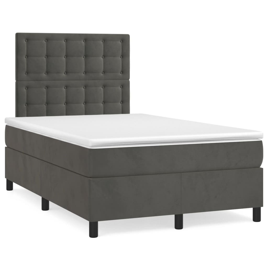 Boxspring met matras en LED fluweel donkergrijs 120x190 cm is nu te koop bij PeponiXL, paradijselijk wonen!