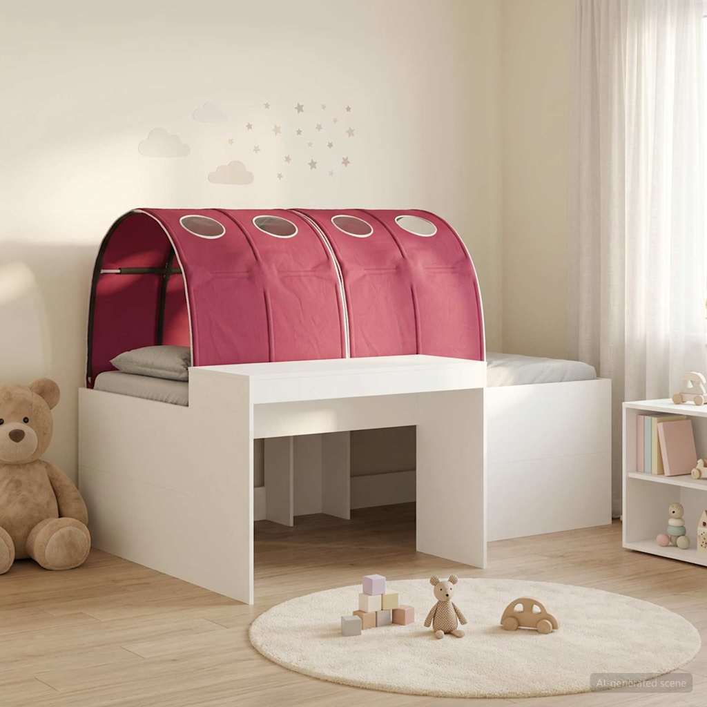 Bed met Tunnel 4 pcs Wit en Rood Bewerkt hout is nu te koop bij PeponiXL, paradijselijk wonen!