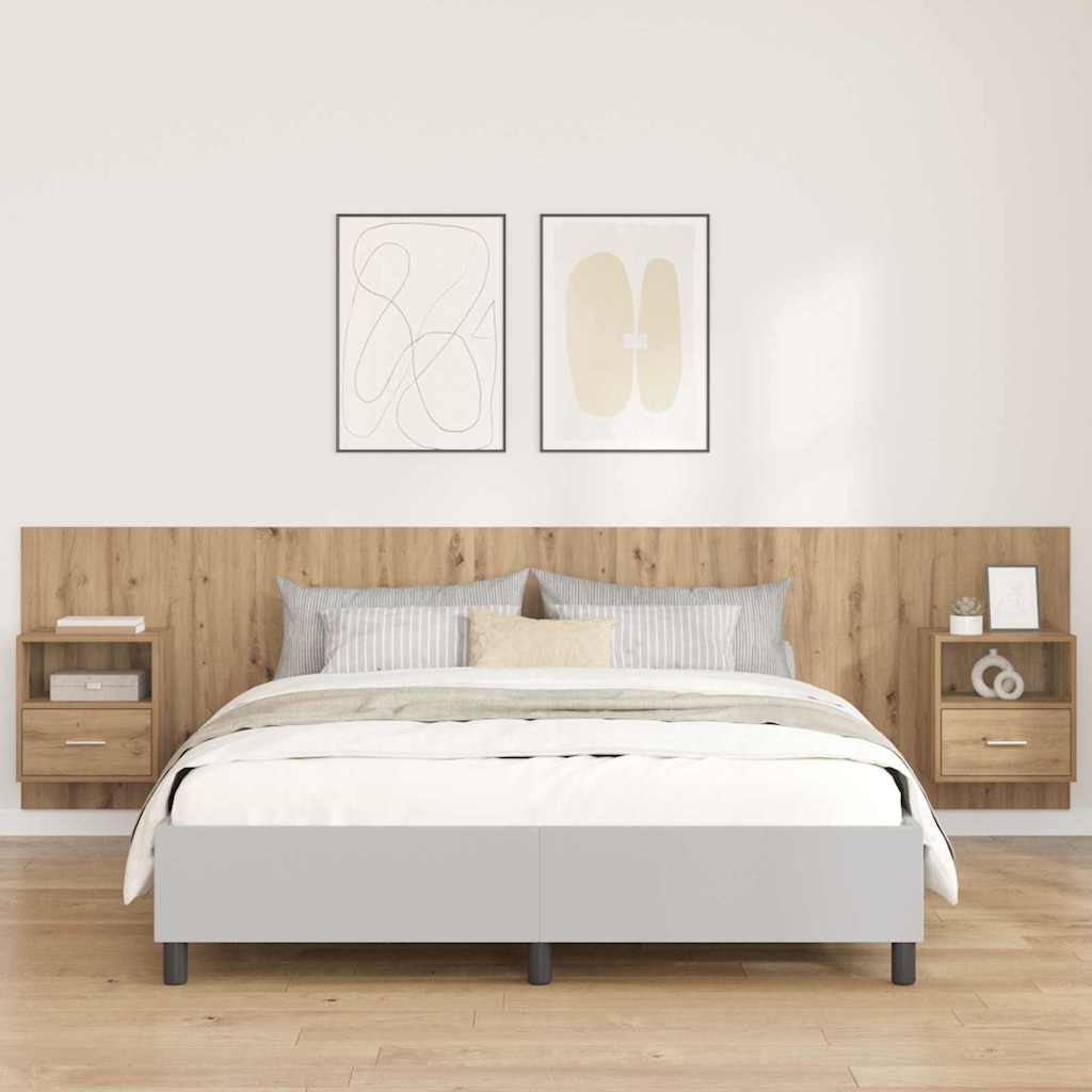 Hoofdbord Met Kast 3 st Artisan Eiken Bewerkt hout is nu te koop bij PeponiXL, paradijselijk wonen!