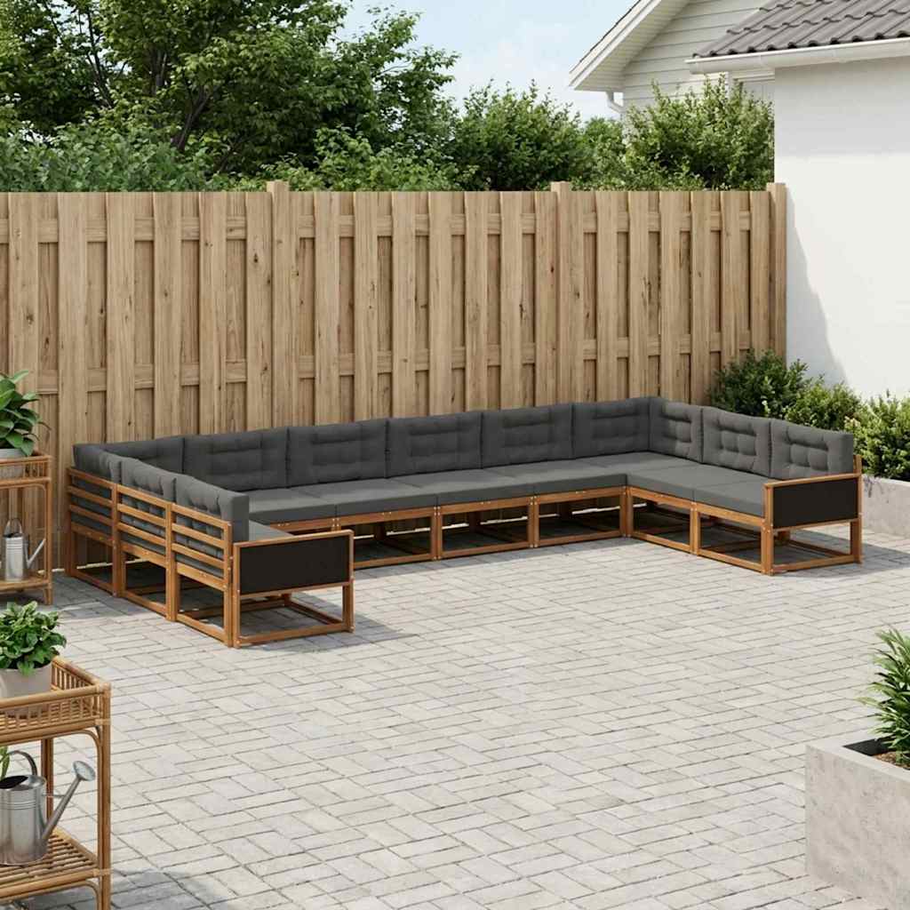 Buiten bankenset met kussen 10 pcs Natuurlijk en Antraciet is nu te koop bij PeponiXL, paradijselijk wonen!