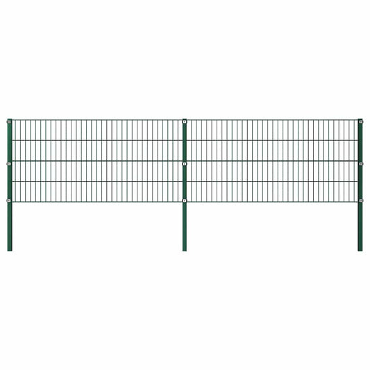 Schuttingpaneel met palen ijzer 349x80 cm groen is nu te koop bij PeponiXL, paradijselijk wonen!