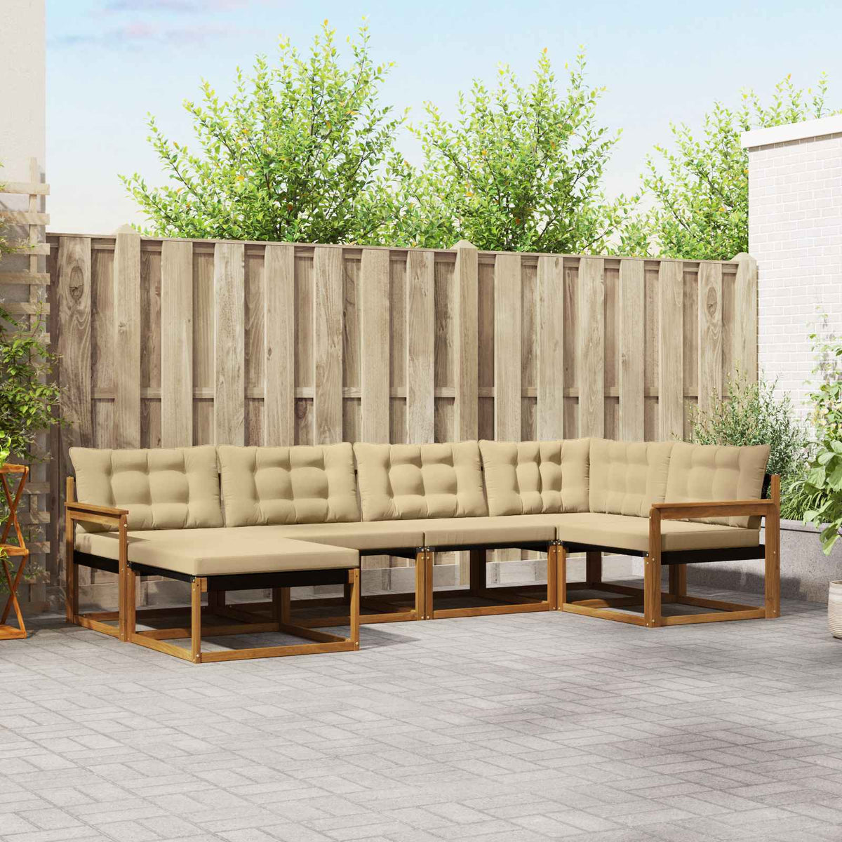 Buiten bankenset met kussen 6 pcs Natuurlijk en Beige is nu te koop bij PeponiXL, paradijselijk wonen!