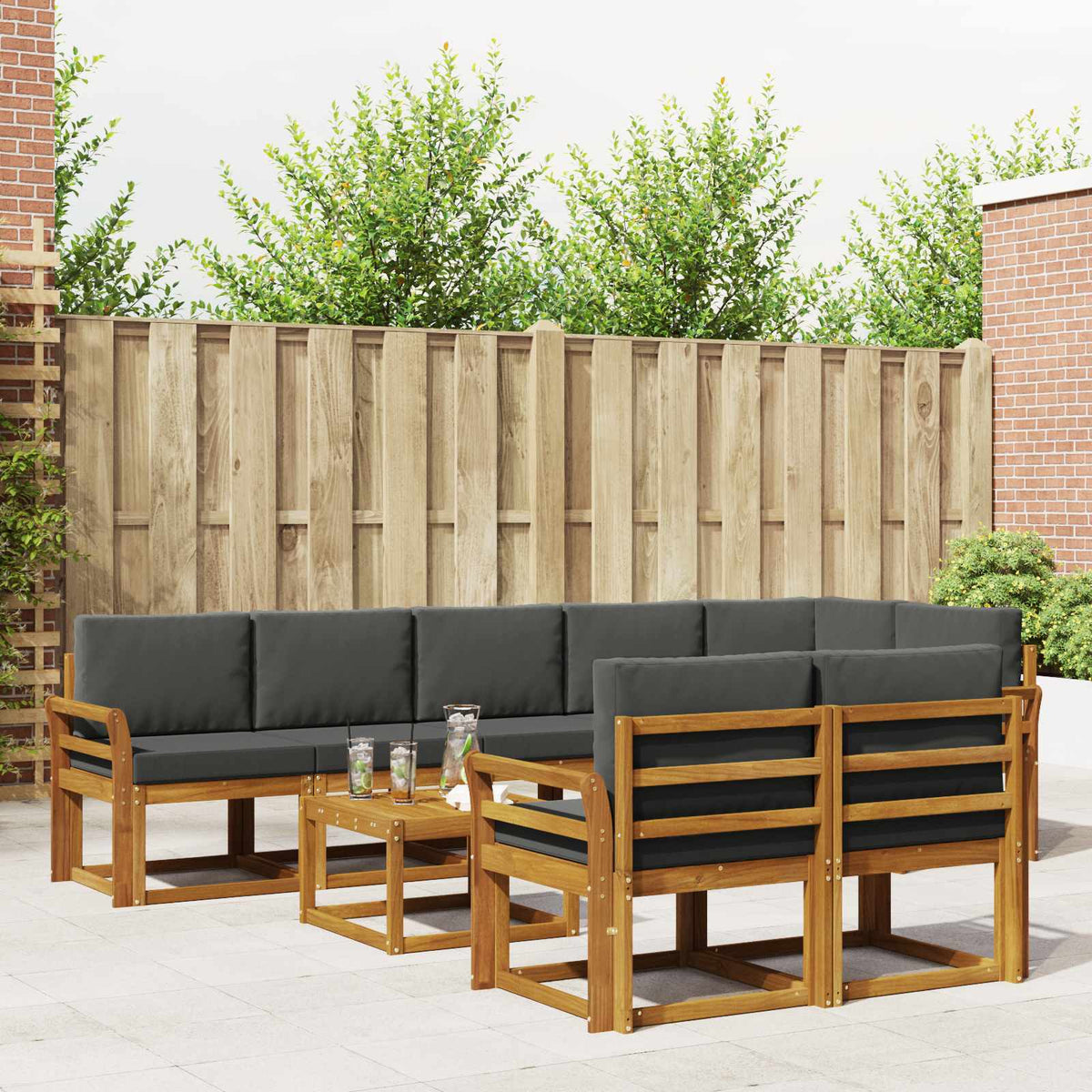 Buiten bankenset met kussen 9 pcs Natuurlijk en Antraciet is nu te koop bij PeponiXL, paradijselijk wonen!