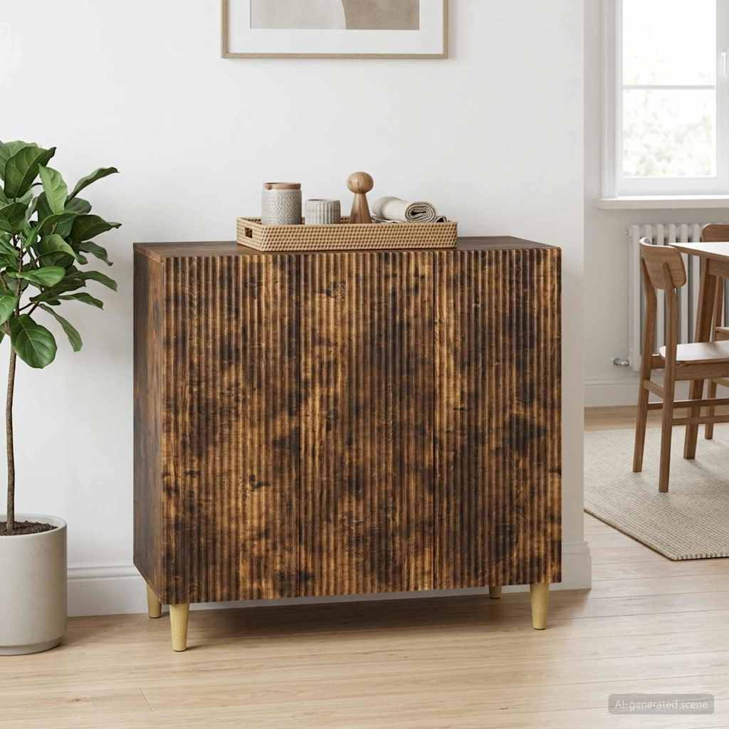 Dressoir Gerookt eiken 89 x 34,5 x 80 cm Bewerkt hout is nu te koop bij PeponiXL, paradijselijk wonen!