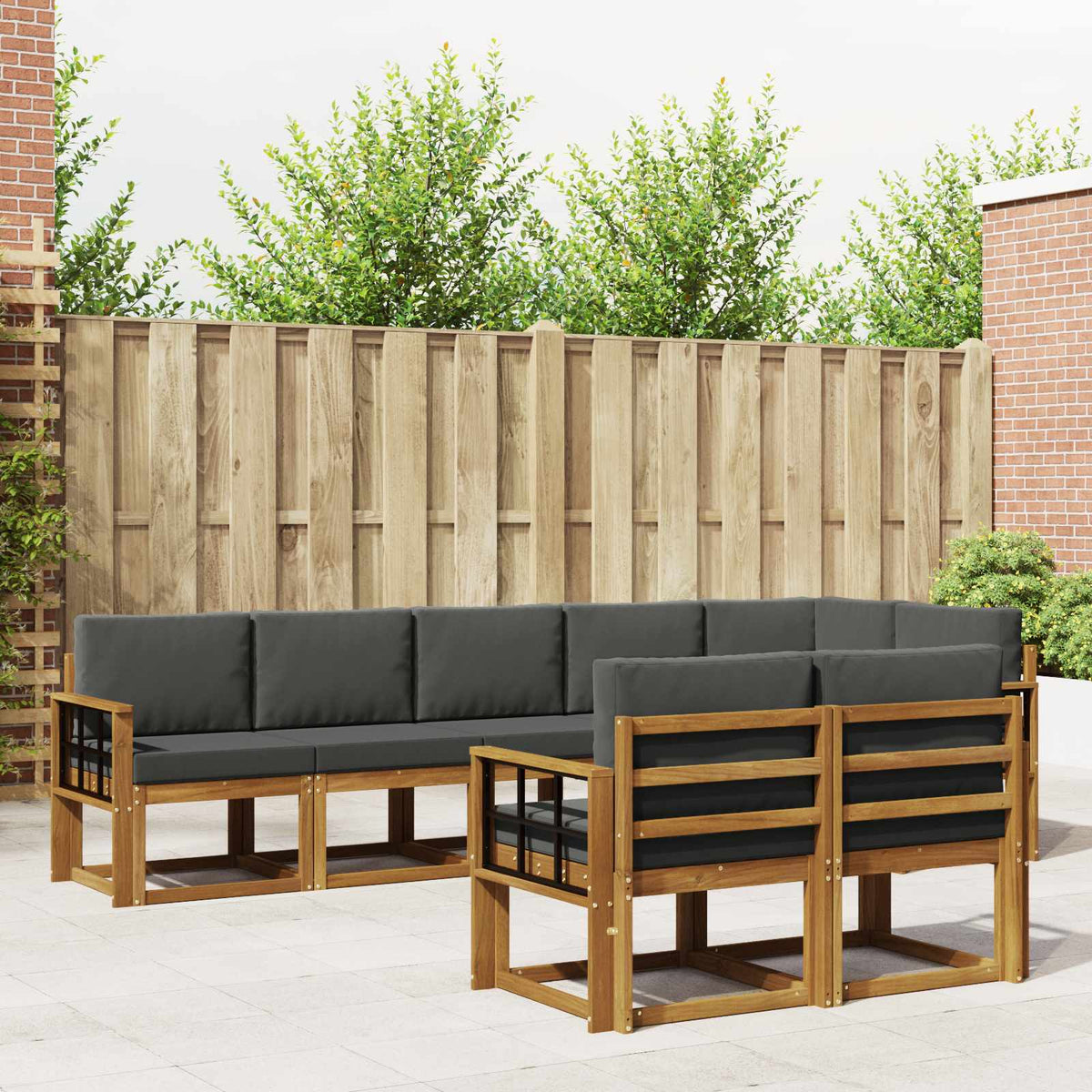 Buiten bankenset met kussen 8 pcs Natuurlijk en Antraciet is nu te koop bij PeponiXL, paradijselijk wonen!