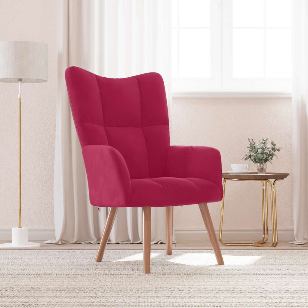 Relaxstoel fluweel wijnrood is nu te koop bij PeponiXL, paradijselijk wonen!
