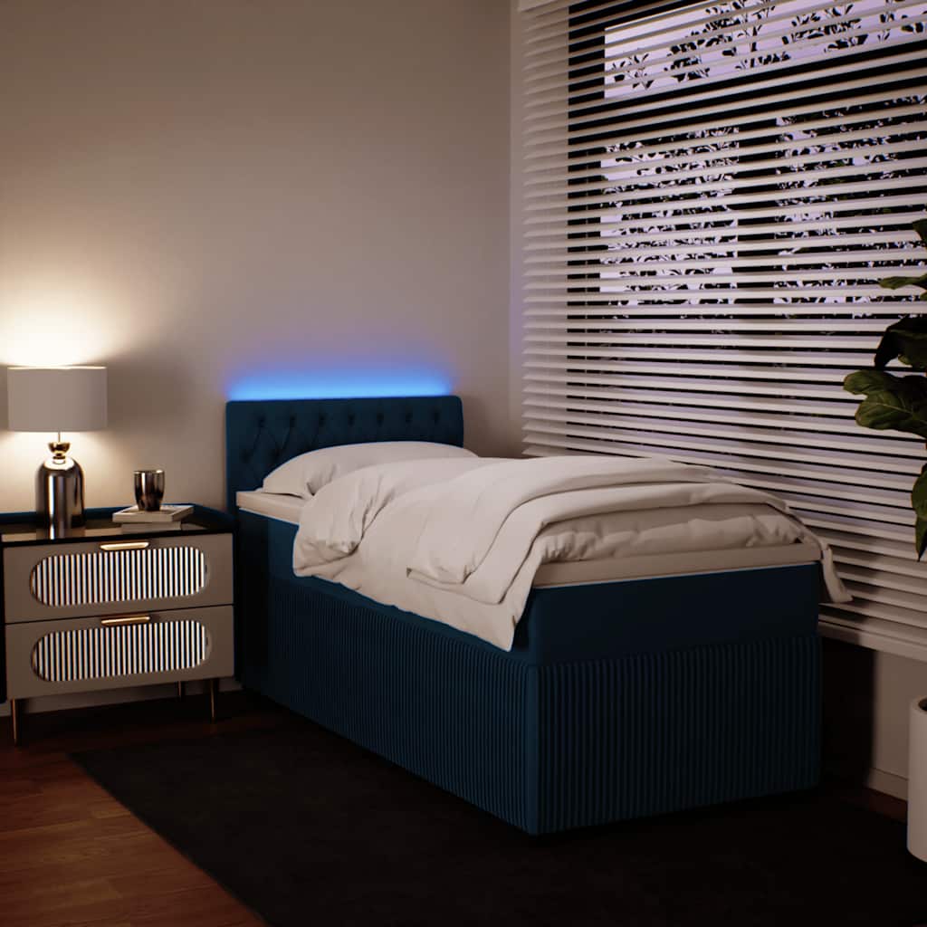 Boxspring met matras fluweel blauw 80x200 cm is nu te koop bij PeponiXL, paradijselijk wonen!