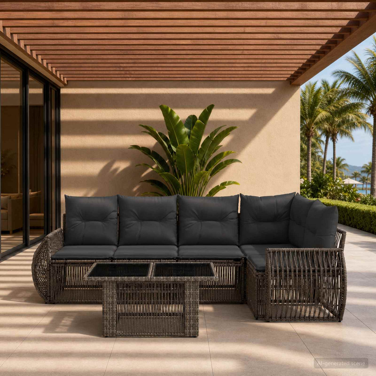 Tuinbankenset 6 st Grijs en Donkergrijs poly rattan is nu te koop bij PeponiXL, paradijselijk wonen!