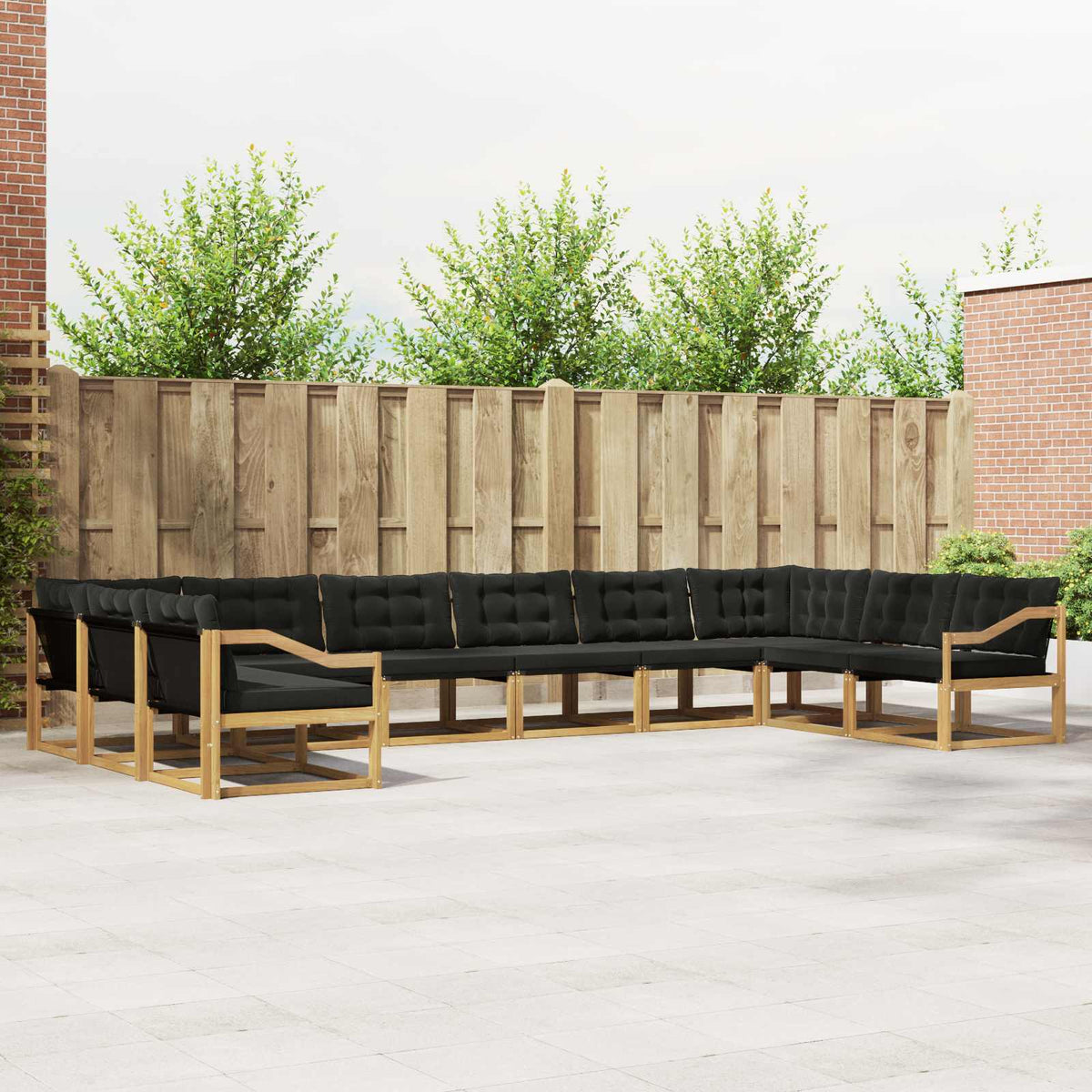 Buiten bankenset met kussen 10 pcs Wit en zwart is nu te koop bij PeponiXL, paradijselijk wonen!