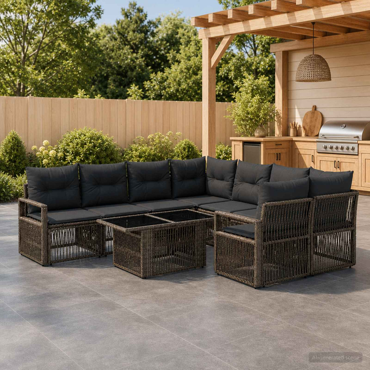 Tuinbankenset 9 st Grijs en Donkergrijs poly rattan is nu te koop bij PeponiXL, paradijselijk wonen!