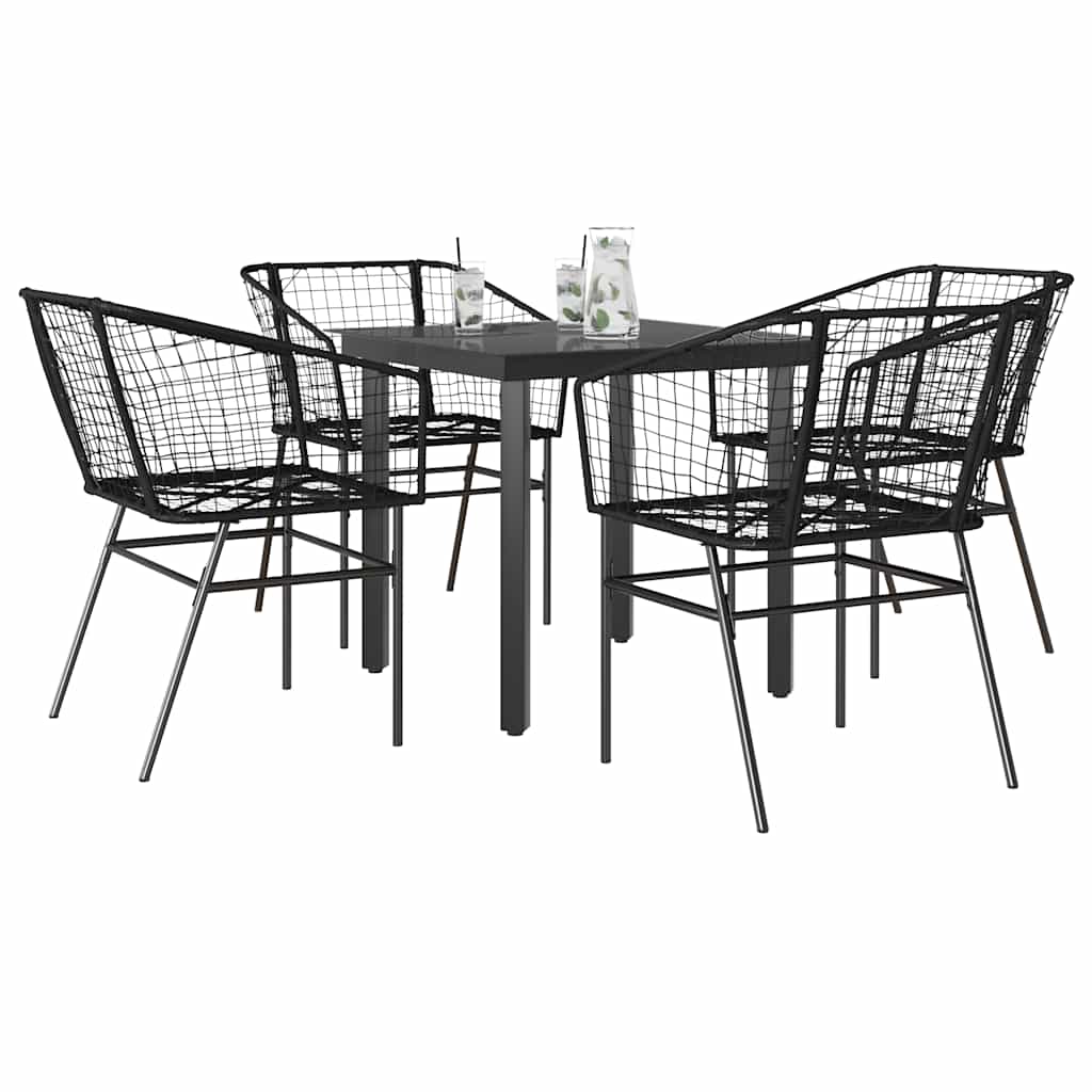 5-delige Tuinset poly rattan glas zwart is nu te koop bij PeponiXL, paradijselijk wonen!